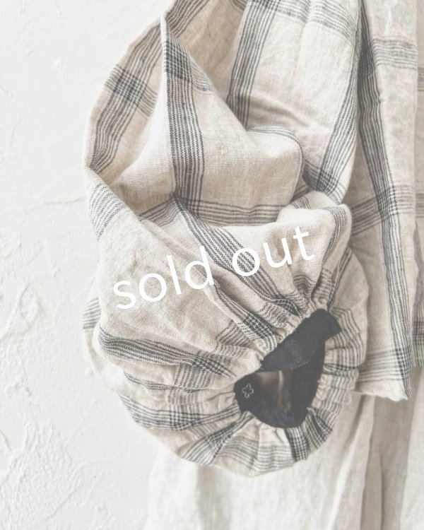 画像5: ubasoku/0507 パフ袖チェックブラウス・生成り (5)