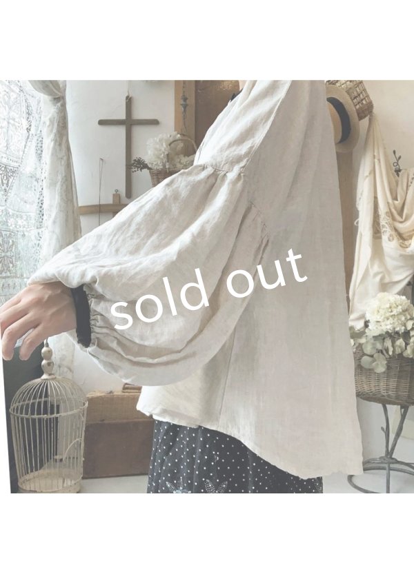 画像11: ubasoku/0530 バイカラーパフ袖ブラウス (11)