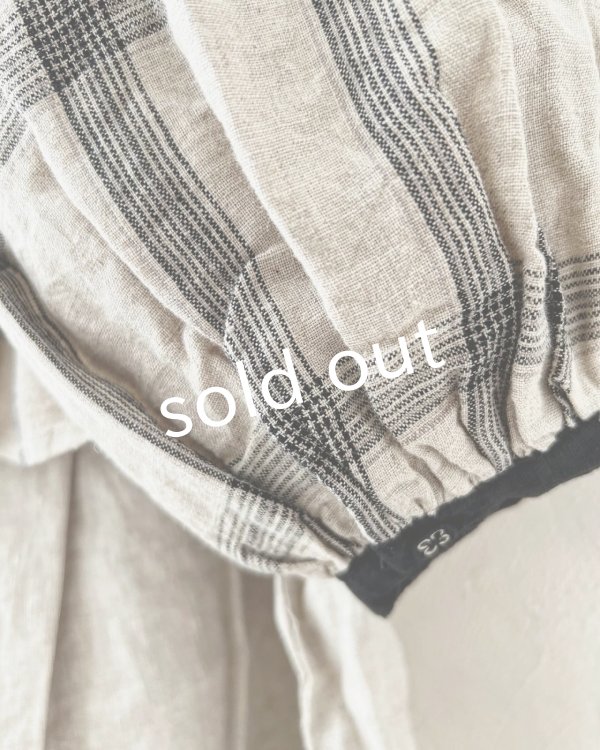 画像7: ubasoku/0507 パフ袖チェックブラウス・生成り (7)