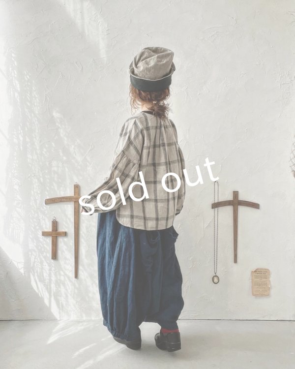 画像10: ubasoku/0507 パフ袖チェックブラウス・生成り (10)