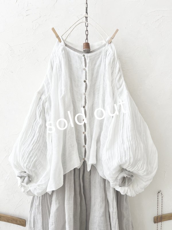 画像2: かやの日常着／バルーンブラウス・しろ (2)