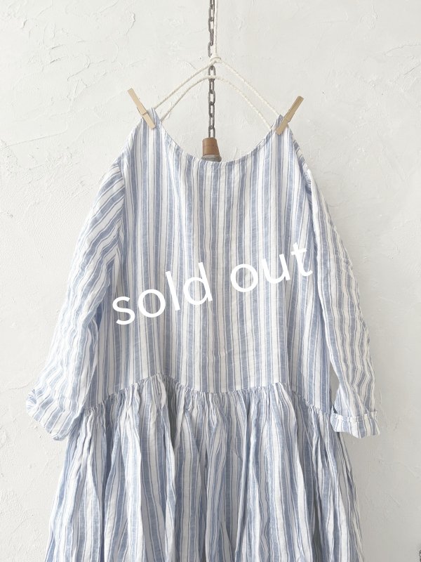 画像2: SO／２wayギャザーワンピース・ブルーストライプ (2)