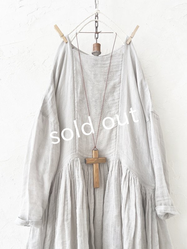 画像2: かやの日常着／ギャザードレス・ぎんねず (2)