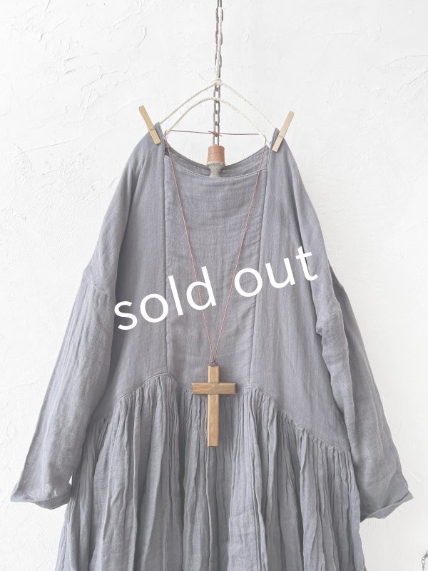 画像3: かやの日常着／ギャザードレス・つるばみ (3)