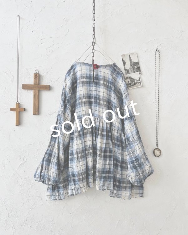 画像5: MARCHE' DE SOEUR/ギャザープルオーバー・ブルーチェック (5)