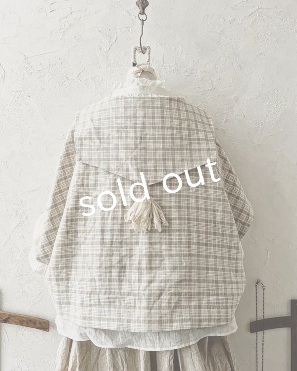 画像8: MARCHE' DE SOEUR／セーラ襟のタッセルちびジャケット・ベージュチェック (8)