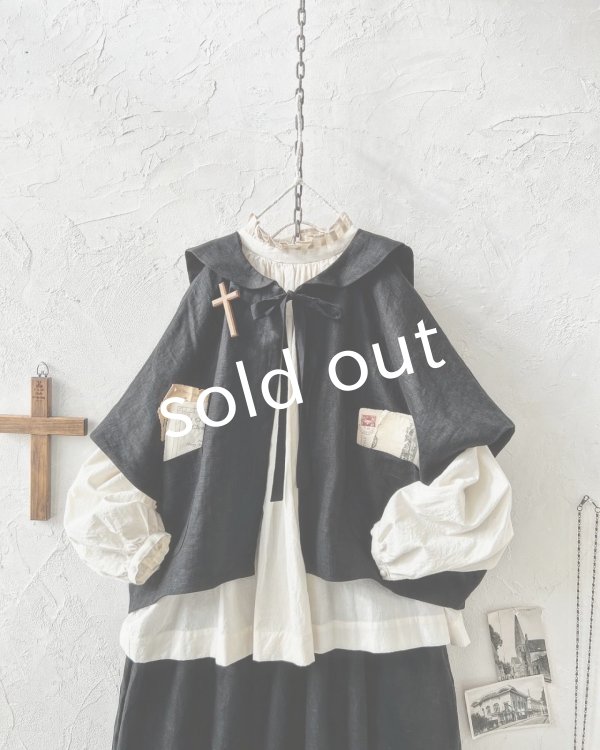 画像2: MARCHE' DE SOEUR／セーラ襟のタッセルちびジャケット・黒 (2)