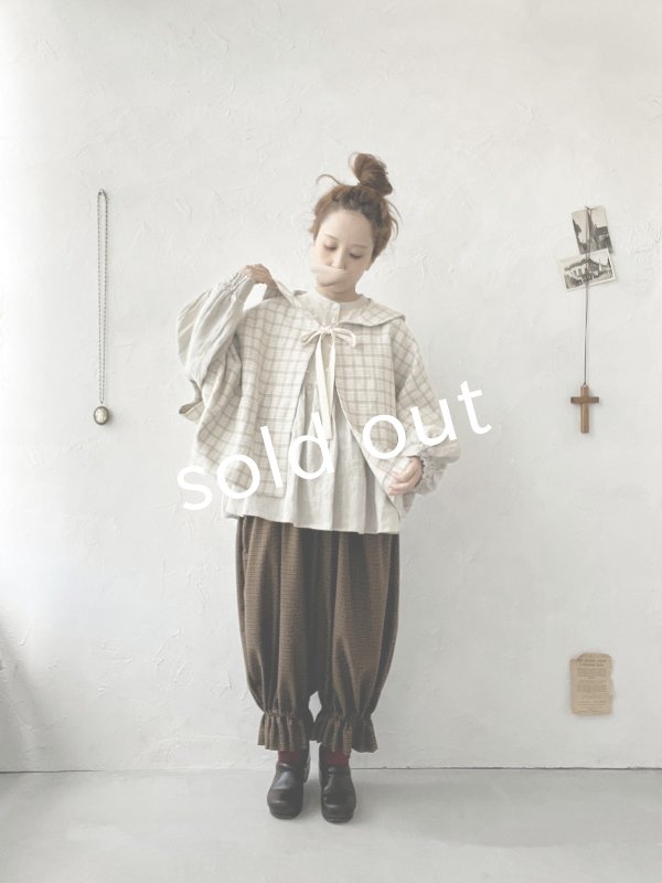 画像13: MARCHE' DE SOEUR／セーラ襟のタッセルちびジャケット・ベージュチェック (13)