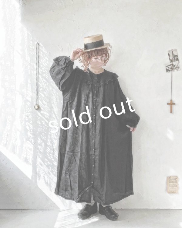 画像4: ubasoku/ヨークフリルワンピース・黒 (4)