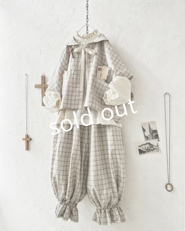 画像12: MARCHE' DE SOEUR／セーラ襟のタッセルちびジャケット・ベージュチェック (12)