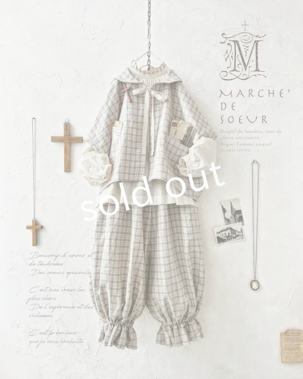 画像2: MARCHE' DE SOEUR／ミュゲットパンツ・ベージュチェック (2)