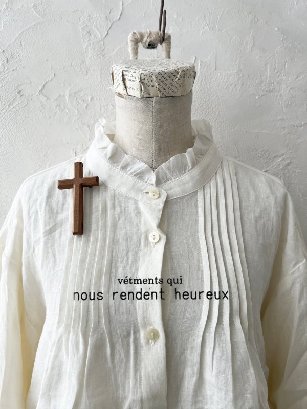 画像3: nous rendent heureux／フリル襟ピンタックブラウス・オフ (3)