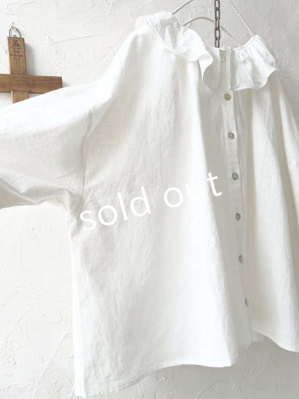 画像9: sloe／フリル襟のパフ袖ブラウス・生成り (9)