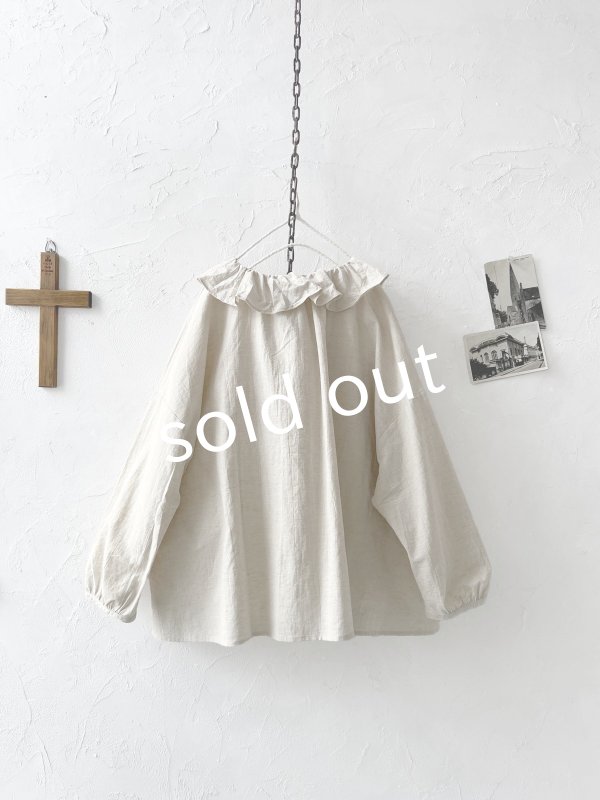 画像6: sloe／フリル襟のパフ袖ブラウス・生成り (6)