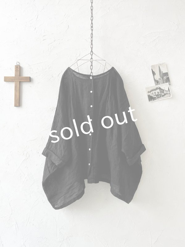 画像6: 08mab/シャンブレーリネンプルオーバー・黒 (6)