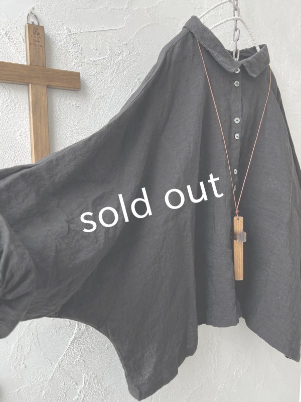 画像3: Libera&Capricciosa/2wayリネンブラウス・ブラック (3)