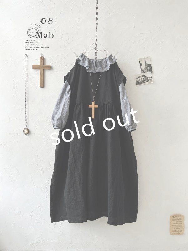 画像2: 08mab/ノースリーブワンピース・黒 (2)