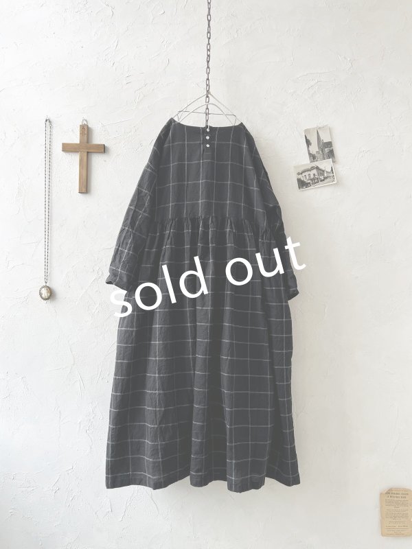 画像5: 08mab/ギャザーワンピース・黒ウインドウペン (5)