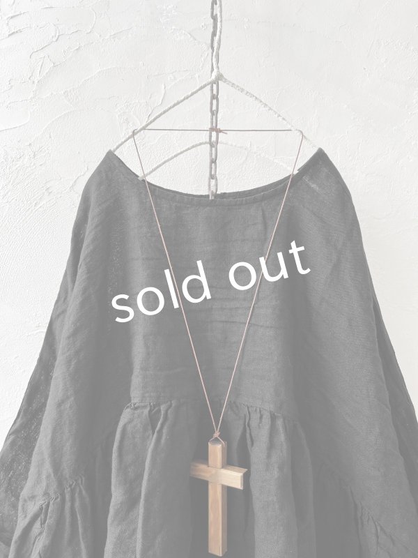 画像2: 08mab/シャンブレーリネンプルオーバー・黒 (2)