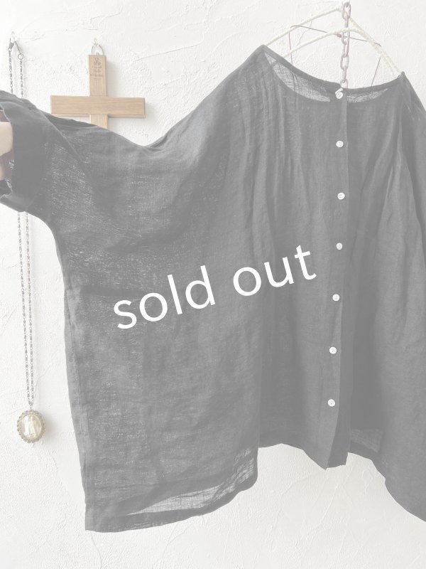 画像5: 08mab/シャンブレーリネンプルオーバー・黒 (5)