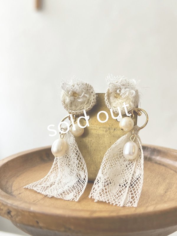 画像2: toromeco／草木染め ”tane” 2wayレースタッセルイヤリング (2)