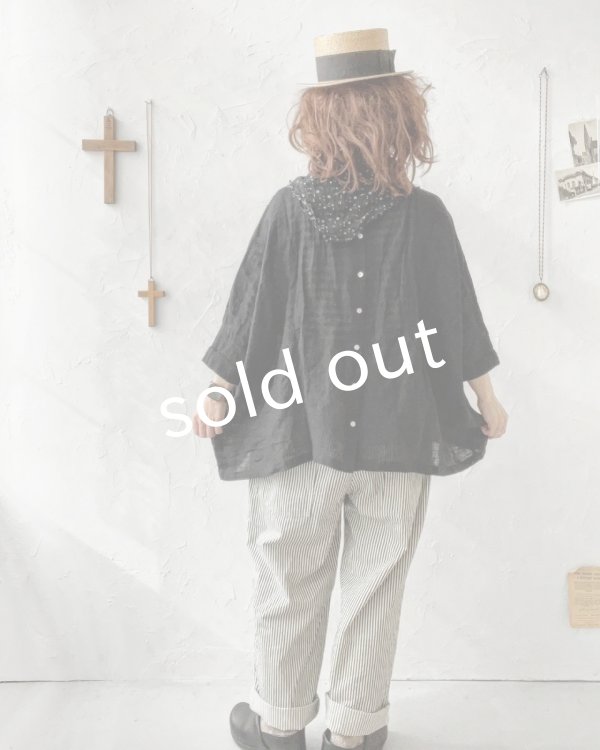 画像8: 08mab/シャンブレーリネンプルオーバー・黒 (8)