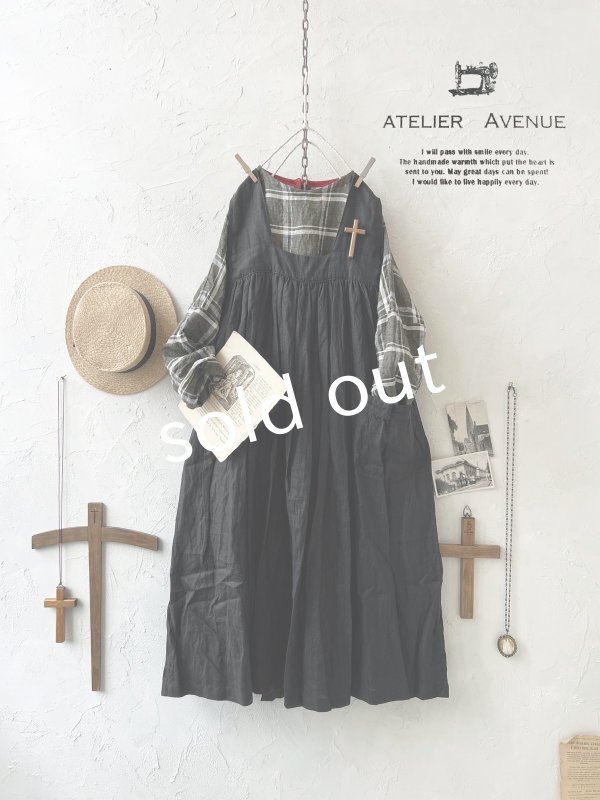 画像2: Avenue／後ろりぼんジャンパースカート・黒 (2)