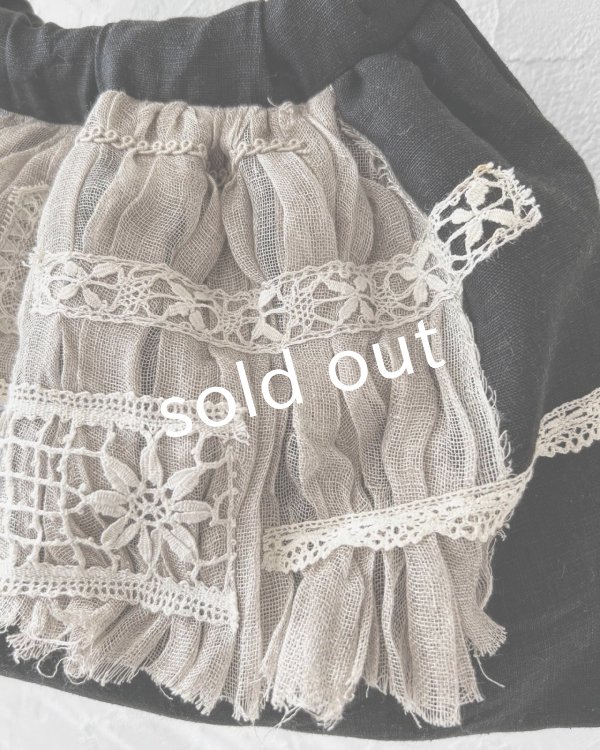 画像4: ecru-ke／木の持ち手バッグ・メープル黒リネン＆ガーゼ (4)