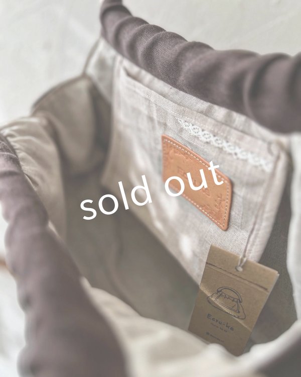 画像7: ecru-ke/木の持ち手バッグ・メープル茶&レース (7)