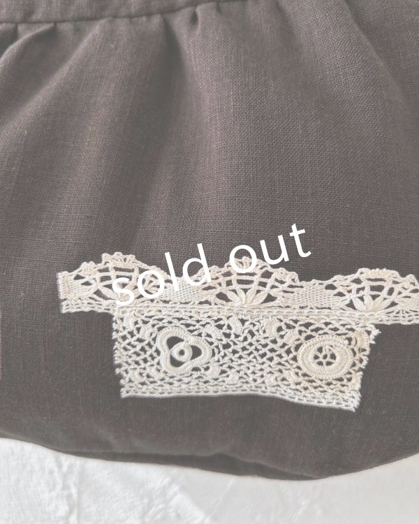 画像9: ecru-ke/木の持ち手バッグ・メープル茶&レース (9)