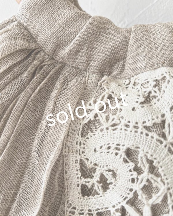 画像3: ecru-ke／木の持ち手バッグ・ブラックチェリー＆ギャザーリネン (3)