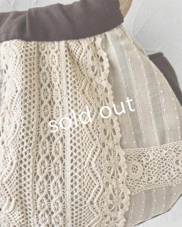 画像3: ecru-ke/木の持ち手バッグ・メープル茶&レース (3)