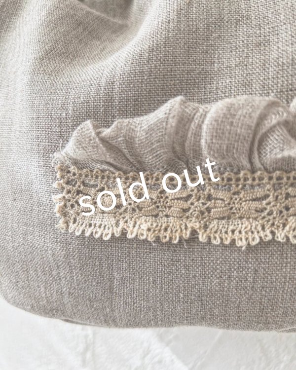 画像7: ecru-ke／木の持ち手バッグ・ブラックチェリー＆ギャザーリネン (7)