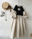 画像4: MARCHE' DE SOEUR／ブルターニュのワンピース・黒×生成り刺繍 (4)