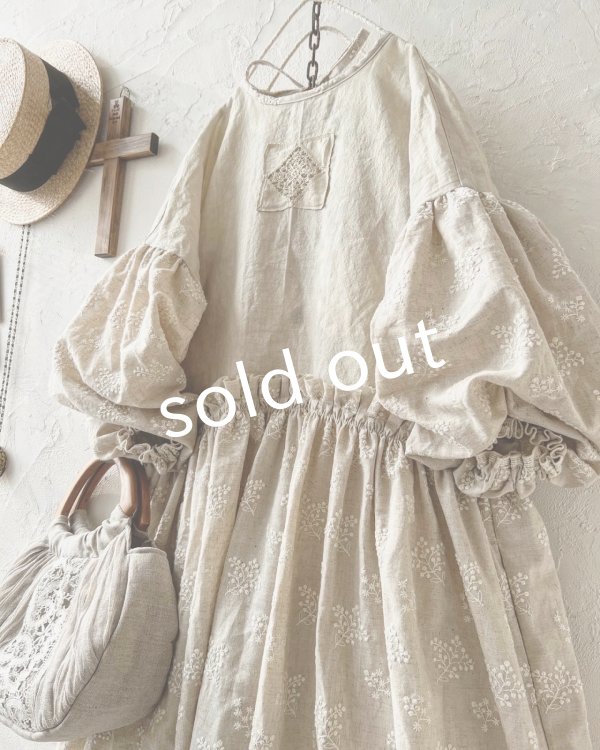 画像2: MARCHE' DE SOEUR／ブルターニュのワンピース・ミルク×生成り刺繍 (2)