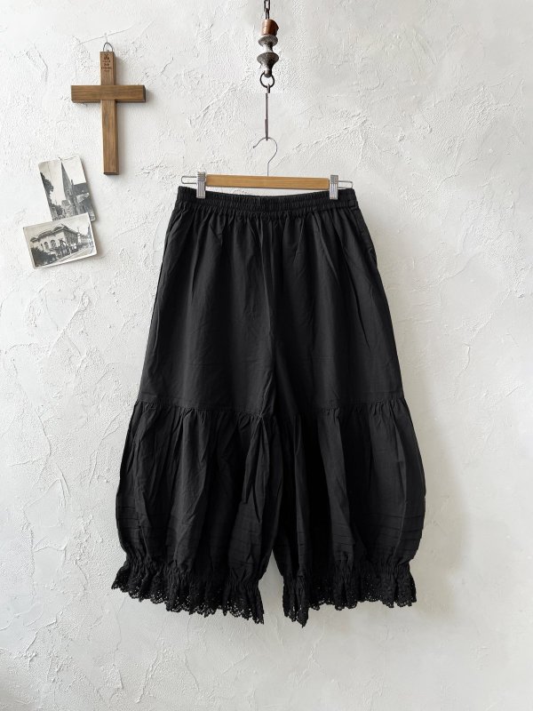 画像2: manoamano/１段レースドロワーズペチパンツ・黒 (2)