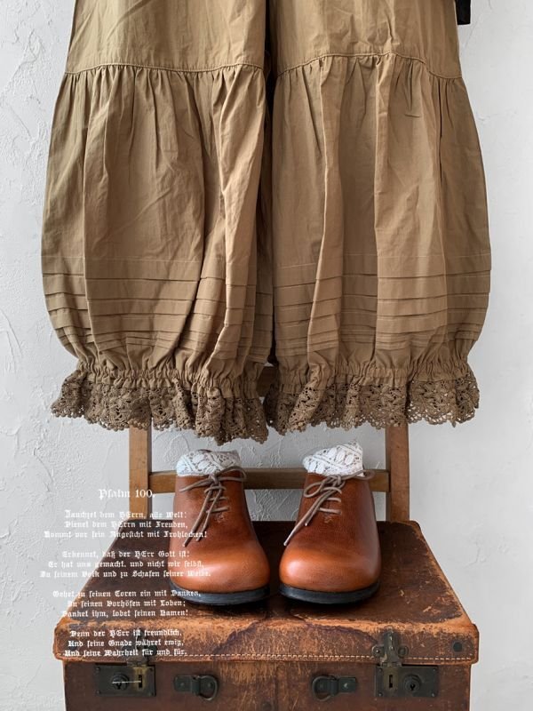 画像1: manoamano/１段レースドロワーズペチパンツ・オリーブ (1)