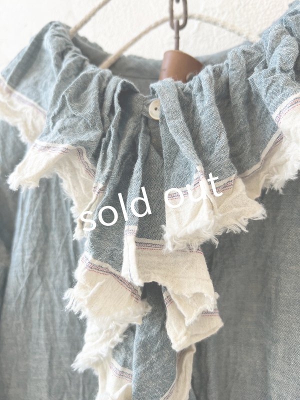 画像3: MARCHE' DE SOEUR／フローフリルタイトブラウス・ブルー (3)