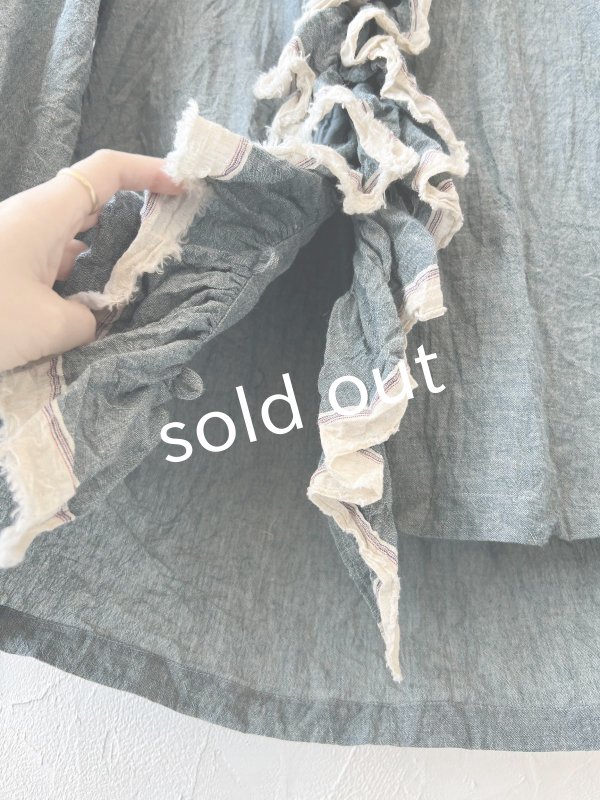 画像5: MARCHE' DE SOEUR／フローフリルタイトブラウス・ブルー (5)