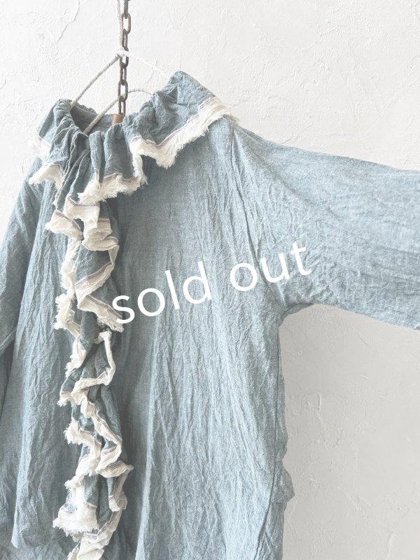 画像7: MARCHE' DE SOEUR／フローフリルタイトブラウス・ブルー (7)