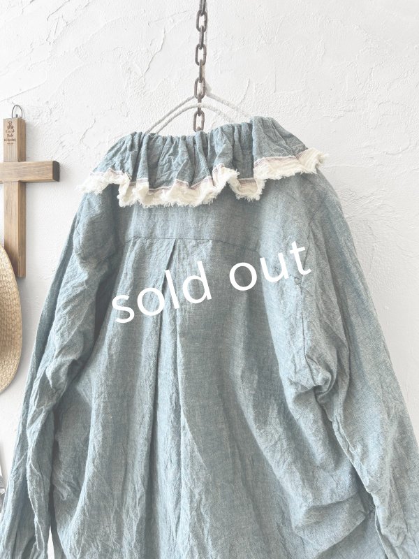 画像9: MARCHE' DE SOEUR／フローフリルタイトブラウス・ブルー (9)