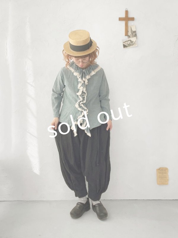 画像10: MARCHE' DE SOEUR／フローフリルタイトブラウス・ブルー (10)