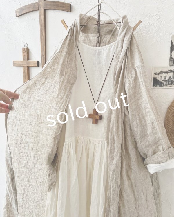 画像2: Branch m'/リネンのロングカーディガン・ナチュラル (2)