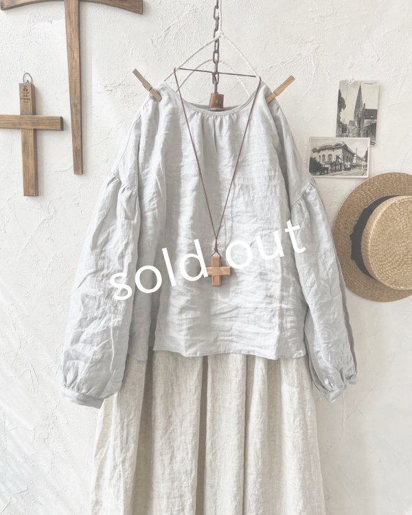 画像2: Branch m'/織姫炊きリネンプルオーバー・ライトグレー (2)