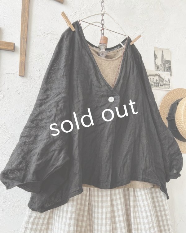 画像3: Branch m'/リネンのボレロカーディガン・黒 (3)