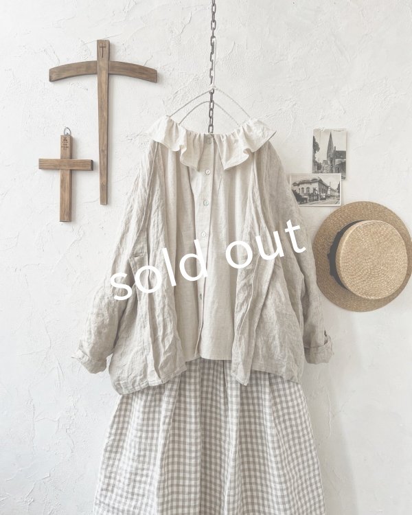 画像2: Branch m'/リネンのボレロカーディガン・ナチュラル (2)