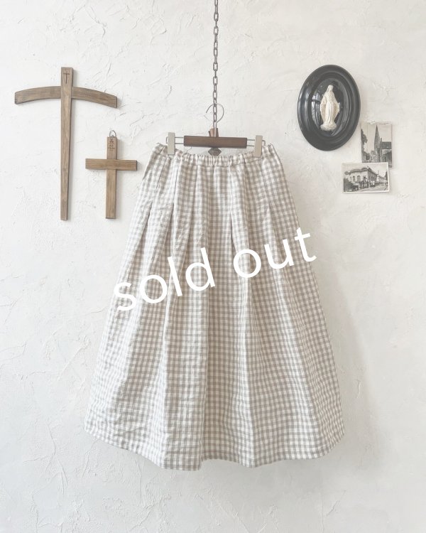 画像2: Branch m'/ギンガムチェックスカート・ベージュ (2)