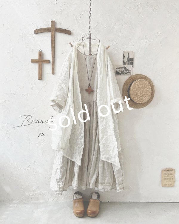 画像2: Branch m'/リネンのロングカーディガン・オフ (2)