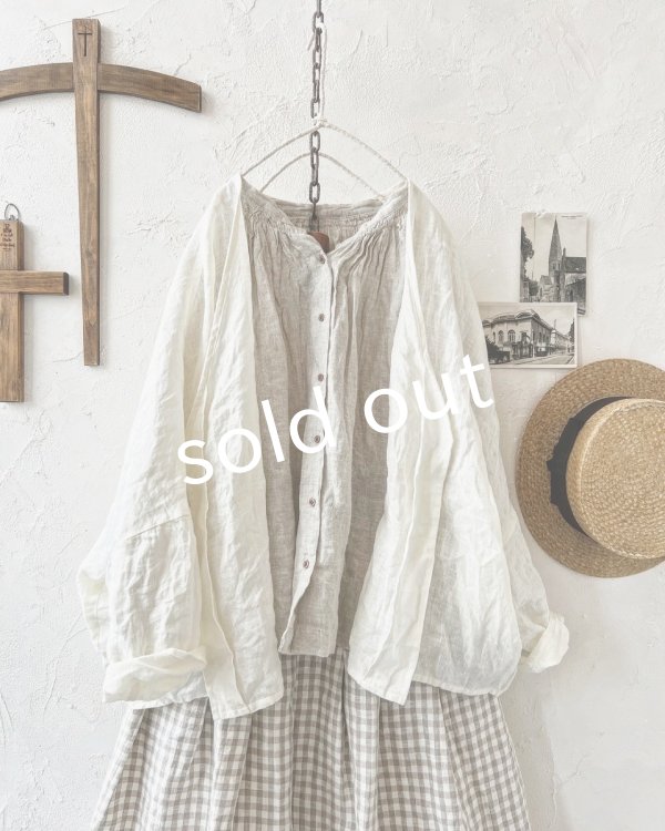 画像2: Branch m'/リネンのボレロカーディガン・オフ (2)