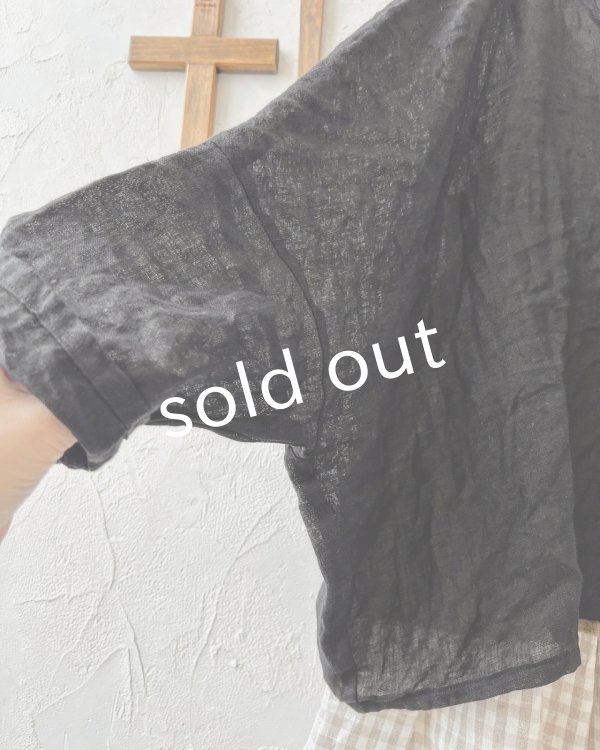 画像4: Branch m'/リネンのボレロカーディガン・黒 (4)